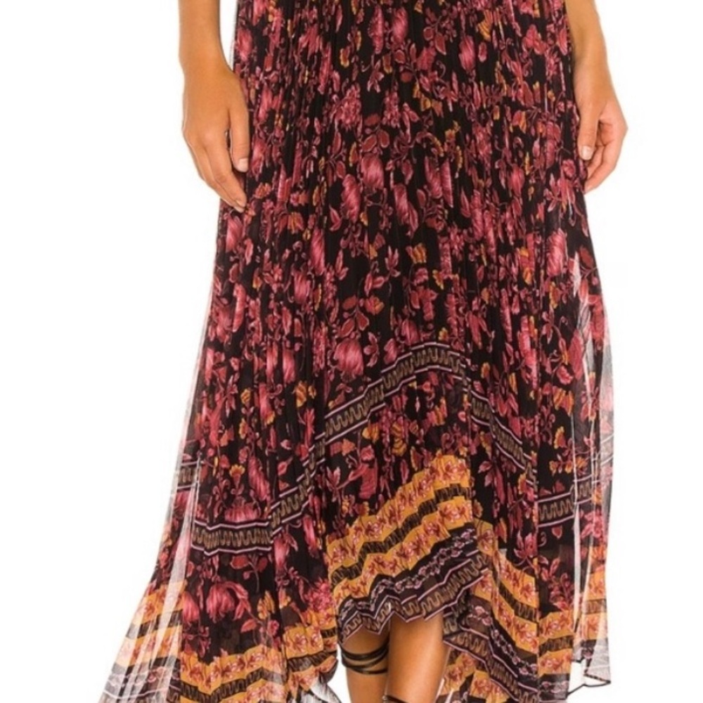 Alice and Olivia Floral Black and Pink Maxi Skirt